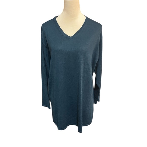 Lane Bryant Women’s Blue/Green Knit V-Neck Vintage Sweater Plus 18/20 - Picture 1 of 3